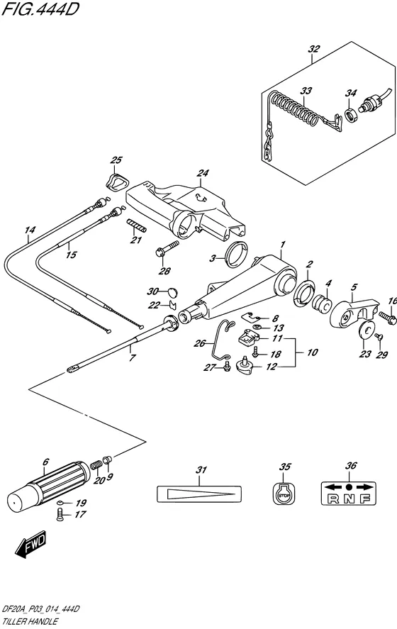 Румпель ((DF15ATH P03)) для Suzuki DF9.9B S/L; RS/L; TS/L