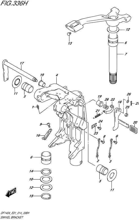 Поворотный кронштейн ((DF140AT E40)) для Suzuki DF115A (Z)TL/X