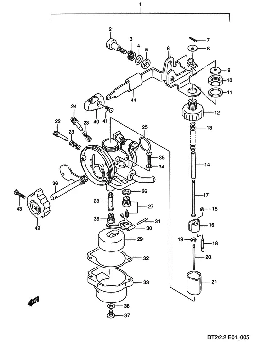 Карбюратор ((DT2/DT2.2,MODEL:90~00)) для Suzuki DT2 S/L