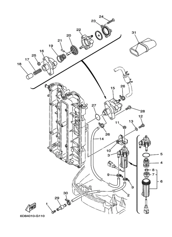 Топливный демпфер для Yamaha F90 ETL/X