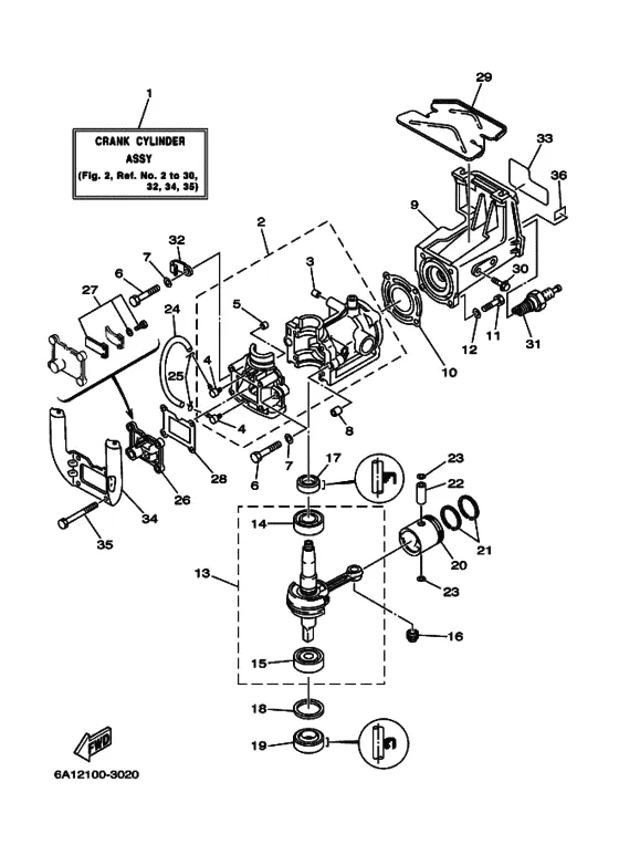 Цилиндр и картер для Yamaha 2 MHS