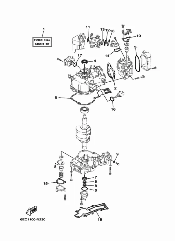 Ремонтный комплект 1 для Yamaha F6 MHS/L