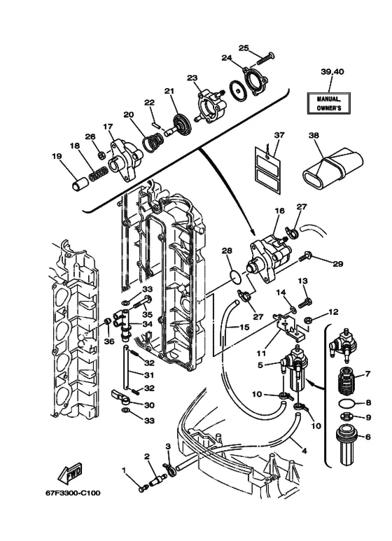 Топливный кран для Yamaha F100 ETL/X