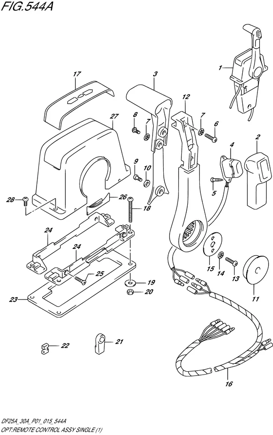 "опция: узел дистанционного управления ((1) (DF25AR P01)) для Suzuki DF25A S/L; RS/L; TS/L; THS/L