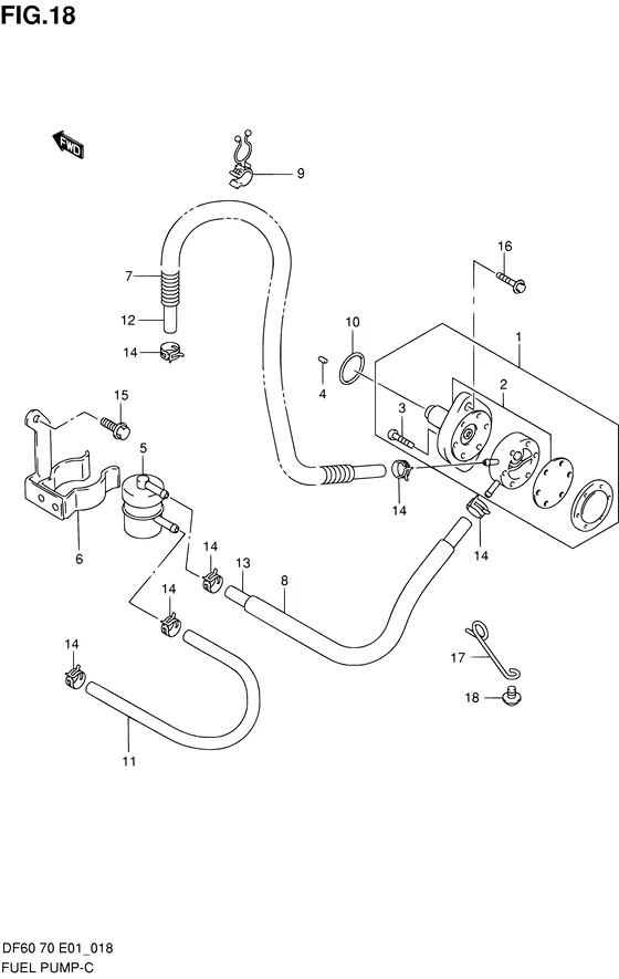 Топливный насос (NOTE : REFER TO FIG.18A(C-12) FOR MODEL:07~09) для Suzuki DF70 TL/X; WT(H)L/X