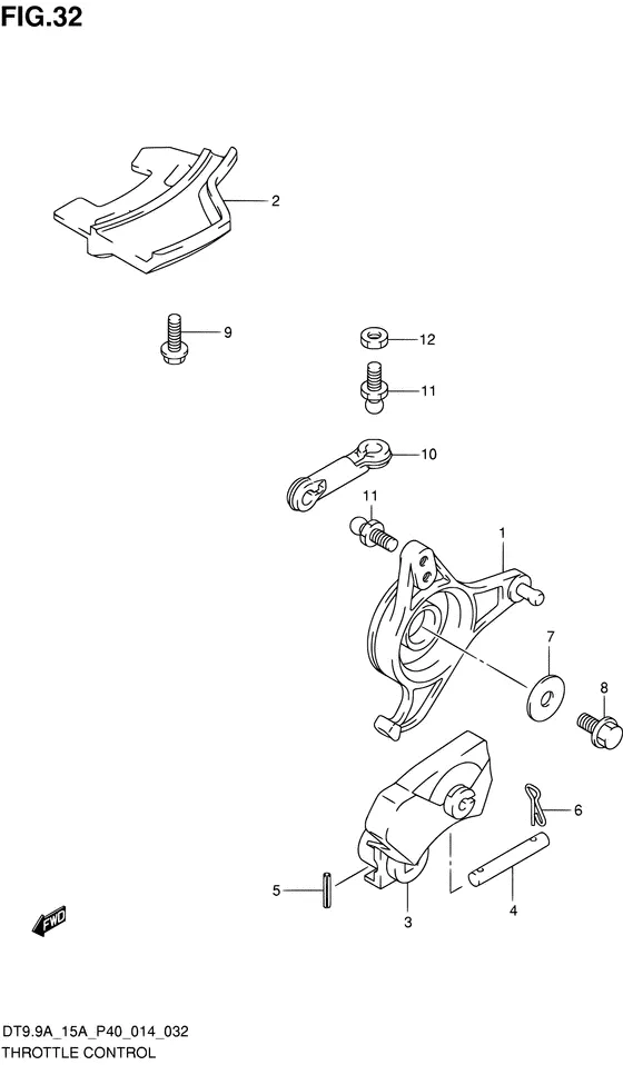 Управление дроссельной заслонкой ((DT15A P40)) для Suzuki DT9.9A S/L; KS/L