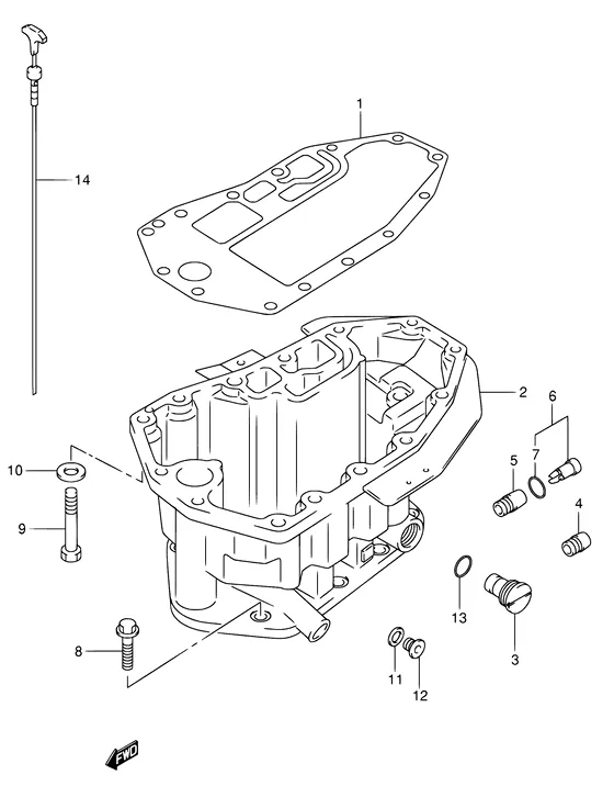 Масляный поддон для Suzuki DF70 TL/X; WT(H)L/X