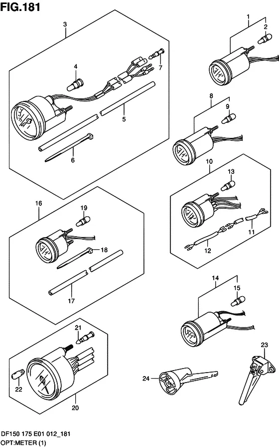 Опция: счетчик ((1)) для Suzuki DF150 (Z)TL/X