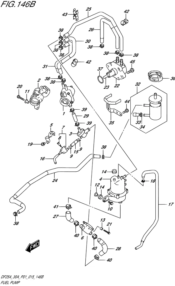 Топливный насос ((DF25AR P01)) для Suzuki DF30A S/L; TS/L; THS/L; QHL