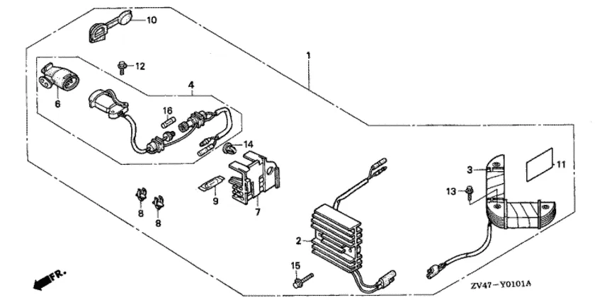 Комплект зарядной розетки (10a) для Honda 15