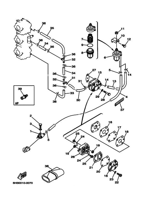 Топливный демпфер для Yamaha 60 ET(D)OL