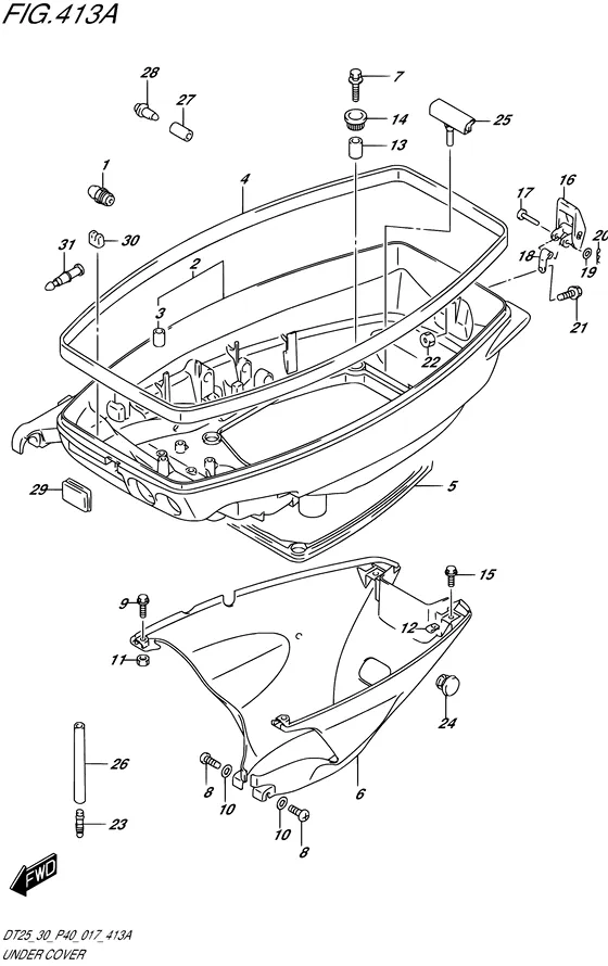Нижний щиток ((DT25K P36)) для Suzuki DT30 S/L; RS/L
