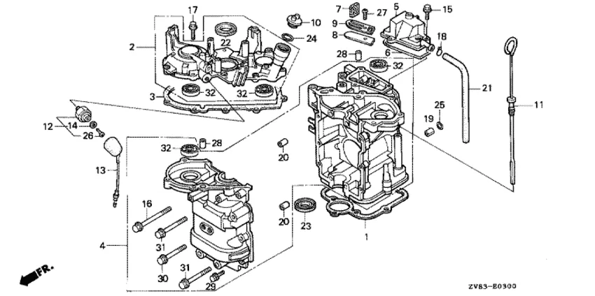 Блок цилиндров (bf8c/cx) для Honda 8