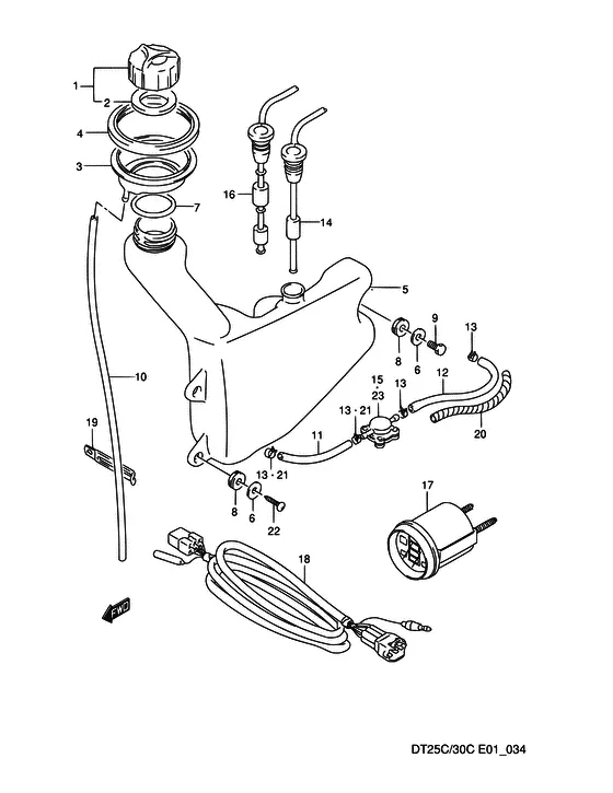 Бак масляный для Suzuki DT30C S/L; RS/L