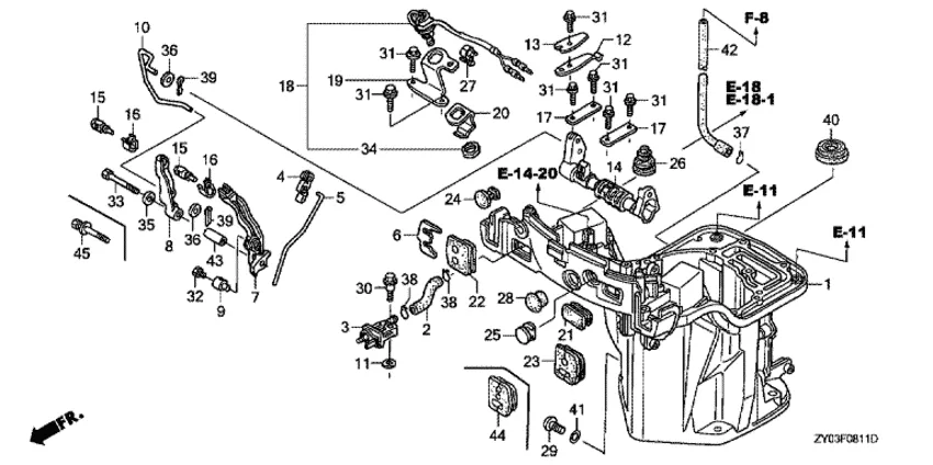 Масляный картер и вал переключения (remote specification) для Honda 15
