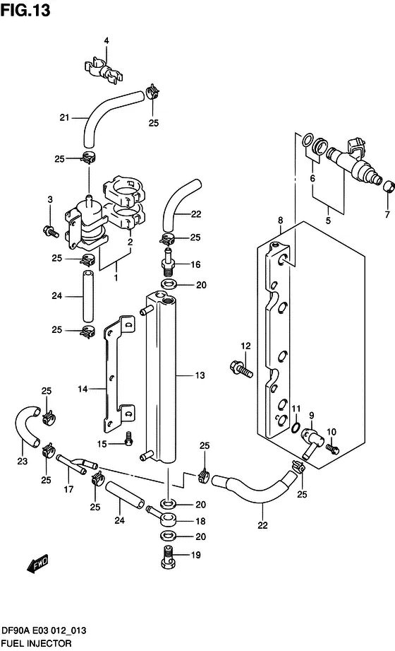 Топливная форсунка для Suzuki DF80A T(H)L/X