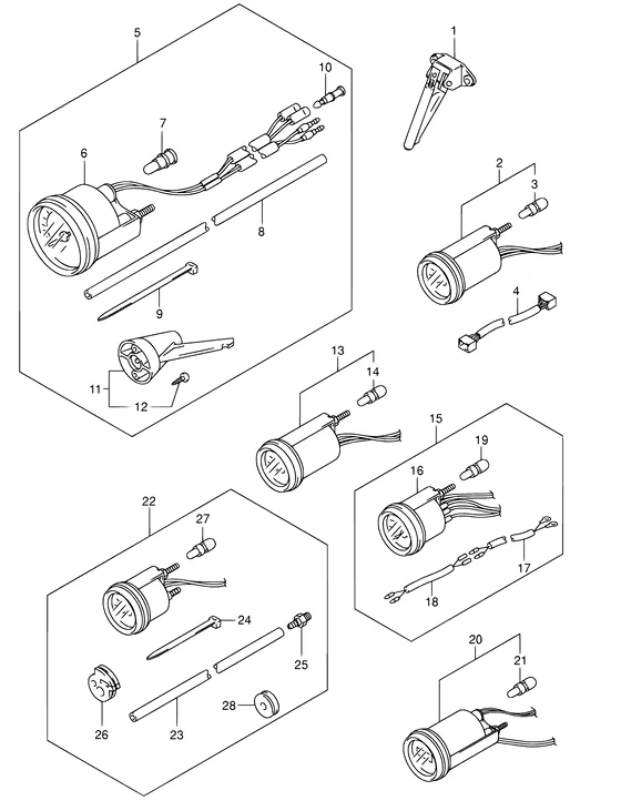 Опция: счетчик ((MODEL:98~04); NOTE : REFER TO FIG.61(J- 3) FOR MODEL:05~) для Suzuki DF60 TL/X