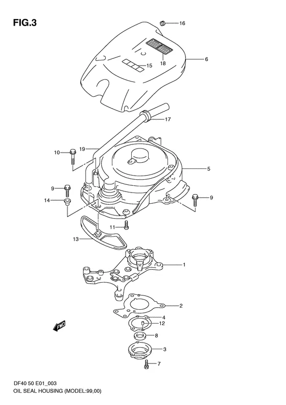 Корпус сальника (Model: 99, 00) для Suzuki DF50 (W)QHS/L; (W)TS/L