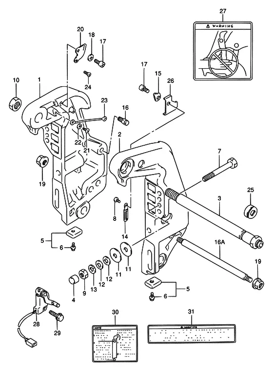 Зажимной кронштейн ((MODEL:95~99)) для Suzuki DT65 S/L/LL
