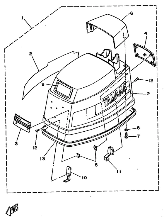 Верхний капот для Yamaha 40 M(E/O)S/L