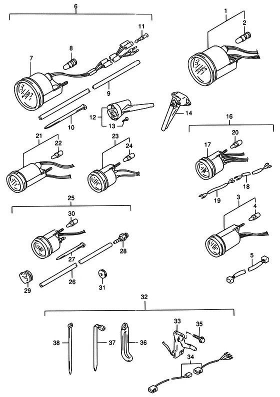 Опция: счетчик ((2)) для Suzuki DT115 L/UL