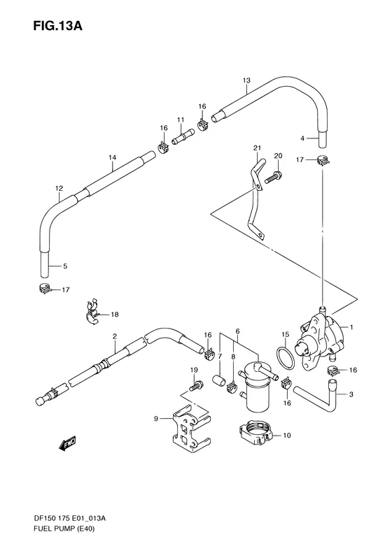 Топливный насос ((E40)(E01 MODEL:10~)) для Suzuki DF175 (Z)TL/X