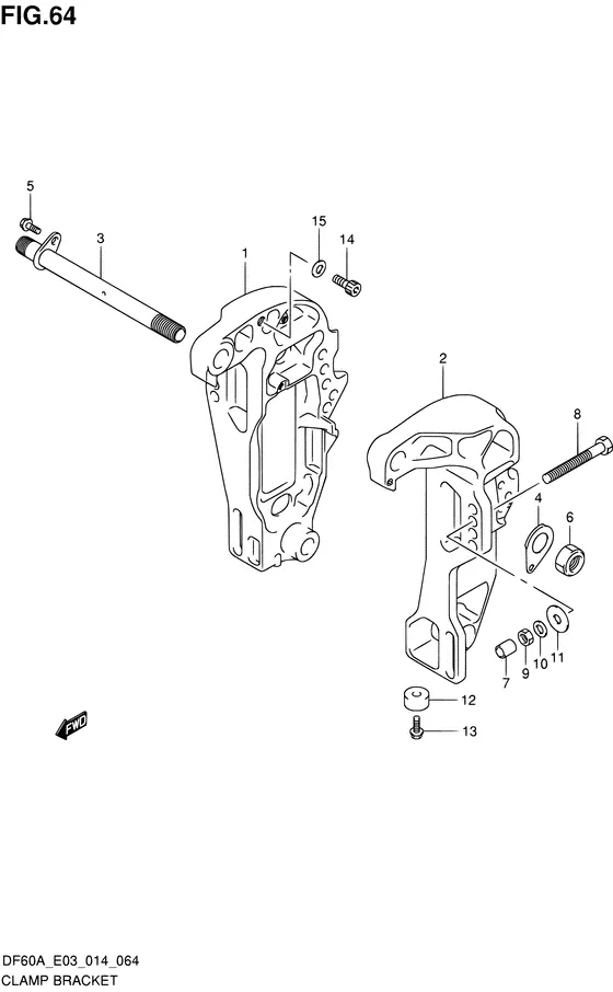 Зажимной кронштейн ((DF50AVT E03)) для Suzuki DF50A QHS/L; T(H)S/L