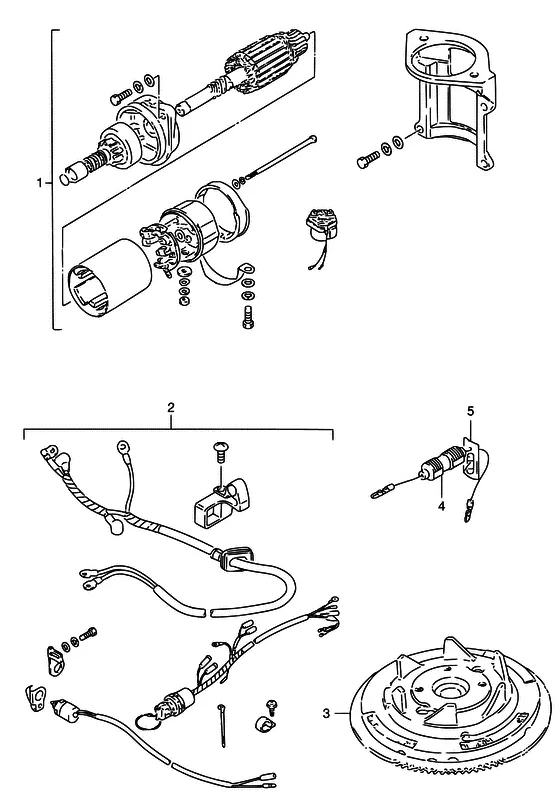 Опция: стартерный мотор для Suzuki DT40 WS/L/LL/L2/XL; WRS/L/LL/L2/XL; WKS/L/LL/L2/XL; WKRS/L/LL/L2/XL