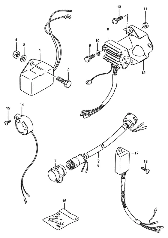 Опция: электрическое оборудование ((1)) для Suzuki DT65 S/L/LL