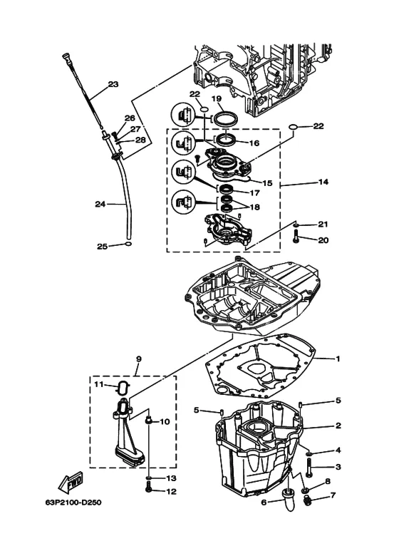 Масляный поддон для Yamaha F150 ETL/X