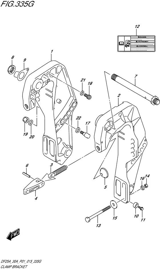 Зажимной кронштейн ((DF30AT P01)) для Suzuki DF30A S/L; TS/L; THS/L; QHL
