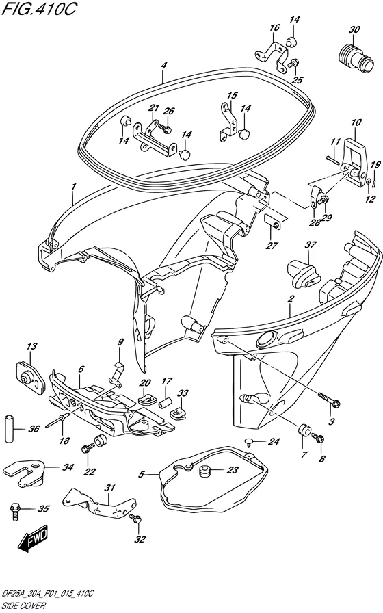 Боковая крышка ((DF25AT P01)) для Suzuki DF30A S/L; TS/L; THS/L; QHL