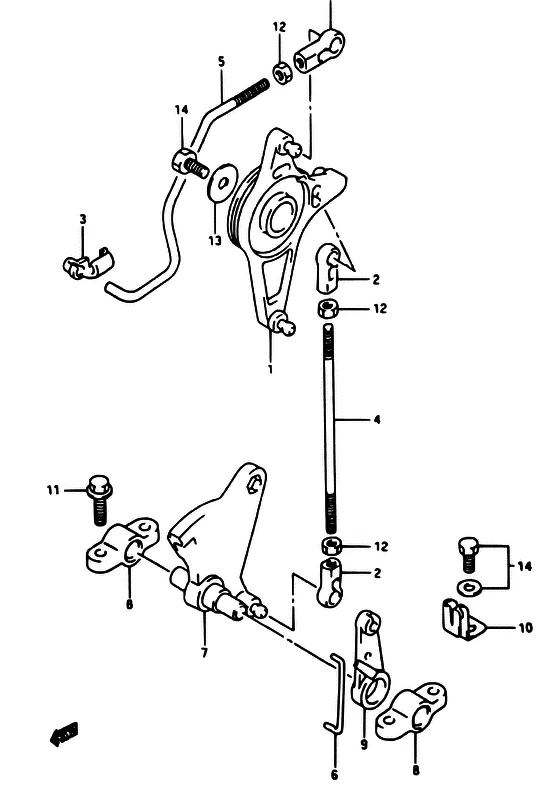 Управление дроссельной заслонкой ((DT40WK)) для Suzuki DT40 WS/L/LL/L2/UL; WRS/L/LL/L2/UL; WKS/L/LL/L2/UL; WKRS/L/LL/L2/UL