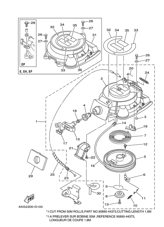 Привод стартера для Yamaha F15 M(E/W/H/P)S/L