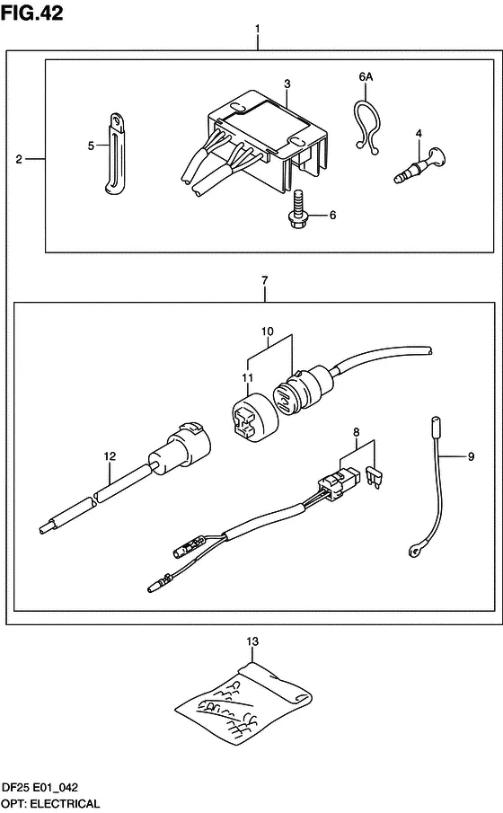 Опция: электрооборудование для Suzuki DF25 V-twin S/L; RS/L; QS/L; TS/L