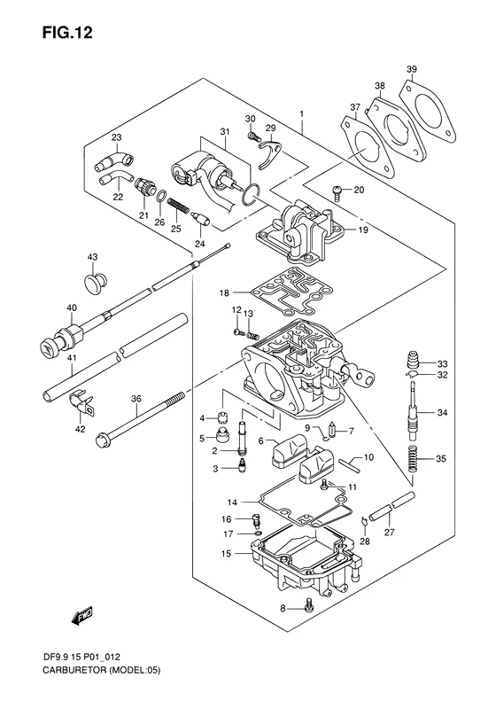 Карбюратор ((MODEL:05~)) для Suzuki DF9.9 S/L; RS/L