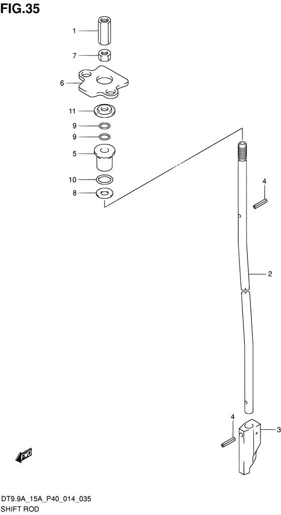 Тяга переключения ((DT9.9AK P40)) для Suzuki DT9.9A S/L; KS/L