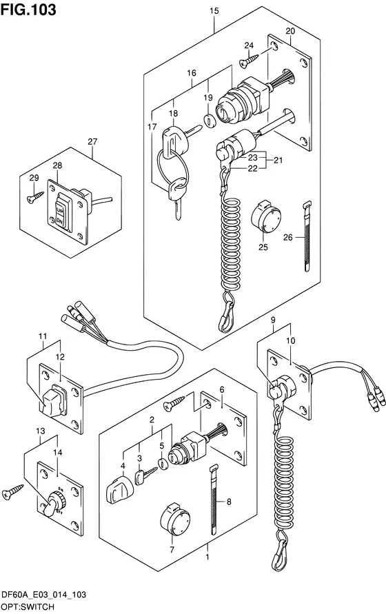 Опция: выключатель для Suzuki DF50A QHS/L; T(H)S/L