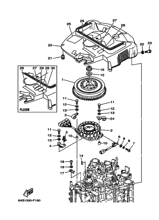 Генератор для Yamaha F225 ETU/X