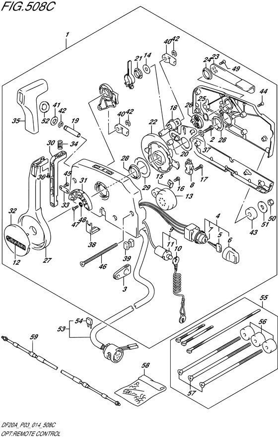 Опция: дистанционное управление ((DF15A P03)) для Suzuki DF9.9B S/L; RS/L; TS/L
