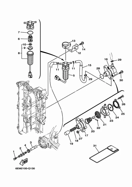 Топливная система 1 для Yamaha F115 ETL
