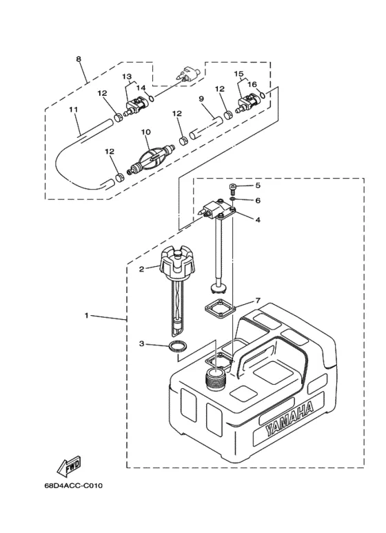 Топливный бак для Yamaha F8 M(W)H/SL