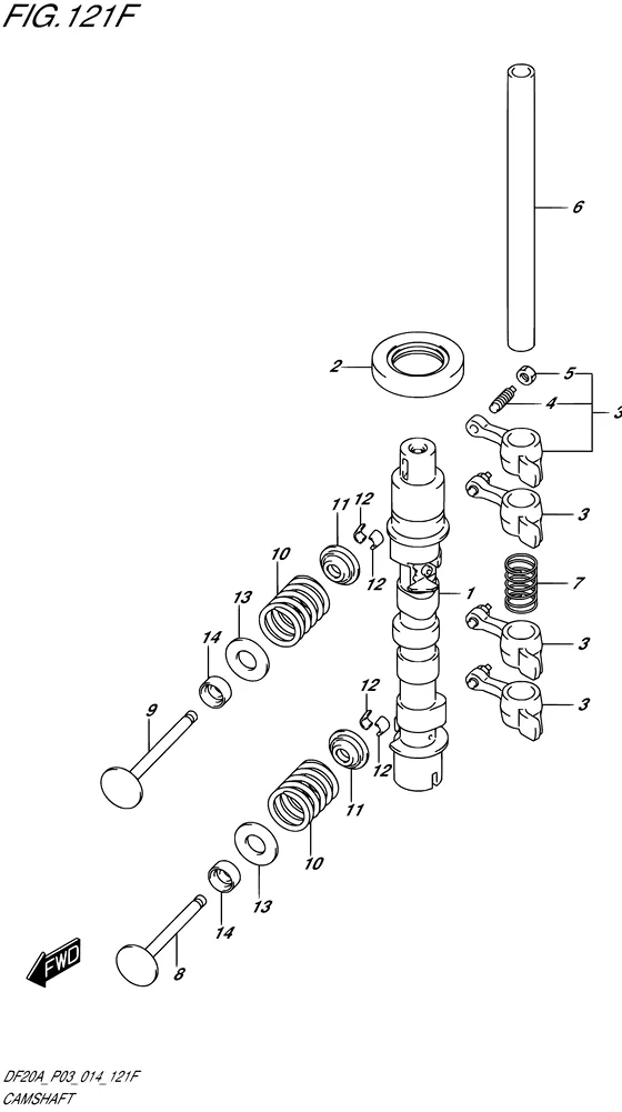 Распредвал ((DF15AR P03)) для Suzuki DF9.9B S/L; RS/L; TS/L