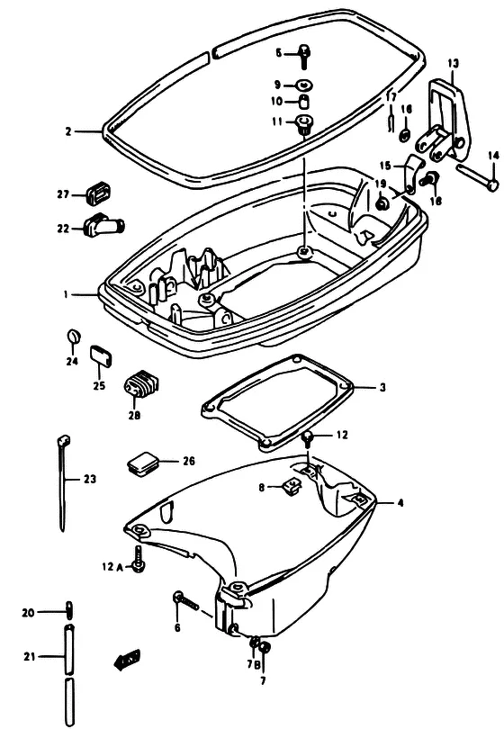 Нижняя крышка ((MODEL:97~99)) для Suzuki DT40 WS/L/LL/L2/UL; WRS/L/LL/L2/UL; WKS/L/LL/L2/UL; WKRS/L/LL/L2/UL