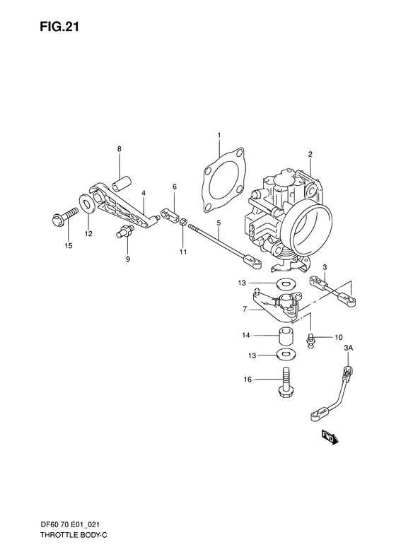 Дроссельная заслонка для Suzuki DF70 TL/X; WT(H)L/X