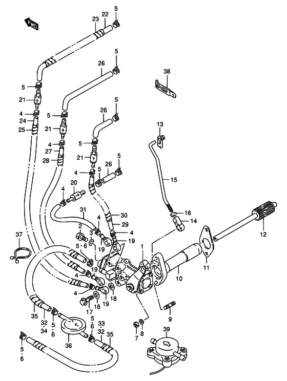 Масляный насос ((~MODEL:94); NOTE : REFER TO FIG.20 (D-4) FOR MODEL:95~00 REFER TO FIG.21 (D-5) FOR DT115S/DT140EPI) для Suzuki DT115 L/UL