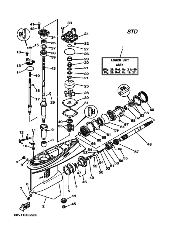 Редуктор & привод для Yamaha F115 ETL/X