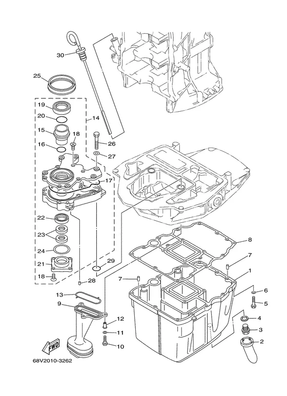 Масляный поддон для Yamaha F100 ETL/X