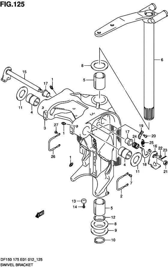Поворотный кронштейн ((DF175T E40)) для Suzuki DF150 (Z)TL/X