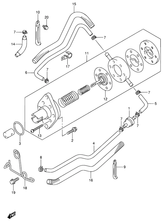 Топливный насос ((MODEL:05~)) для Suzuki DF9.9 S/L; RS/L